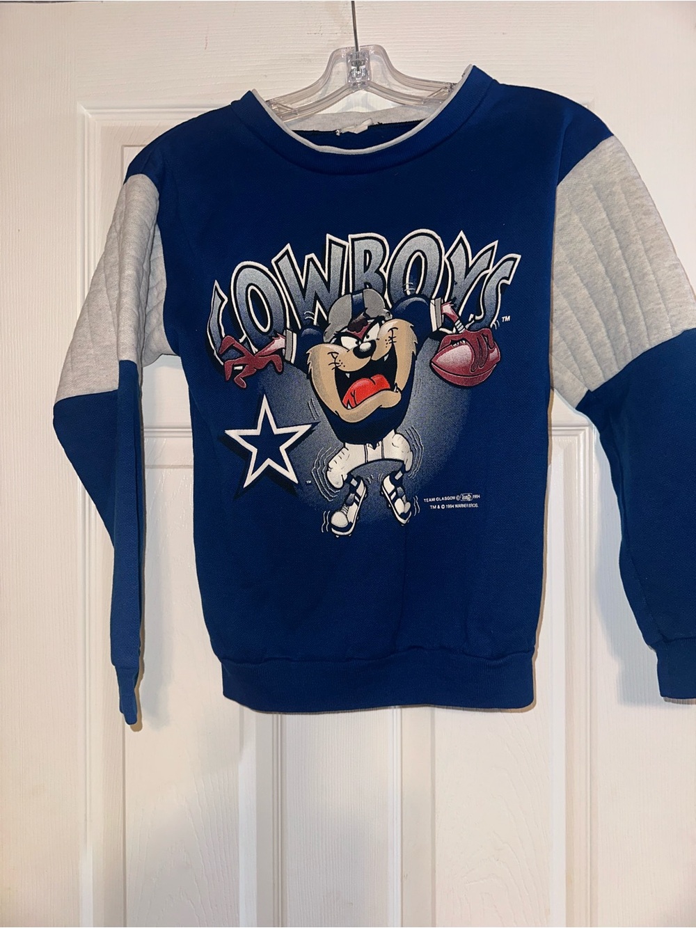 Kids Navy and Gray Taz Cowboys Crewneck Sweatshirt